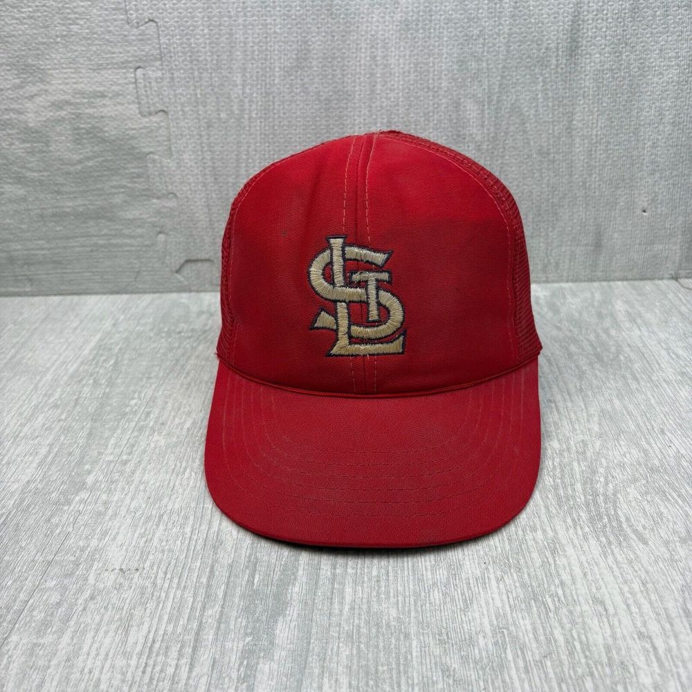 Vintage 80s St. Louis Cardinals Hat Cap Snap Back Red Trucker MLB Baseball M/L